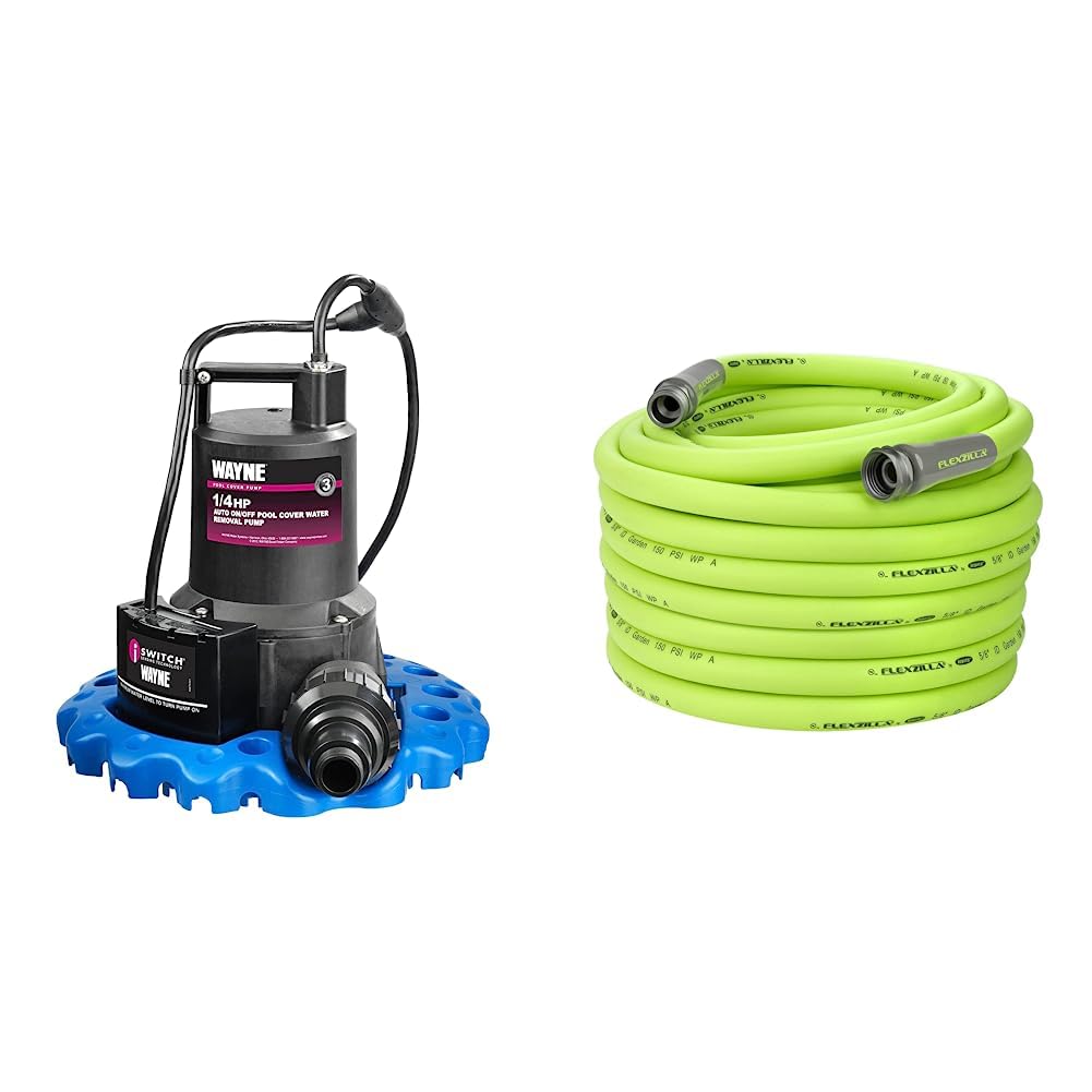 Blue Pool Cover Pump & 5/8 in. x 100 ft. Garden Hose A530