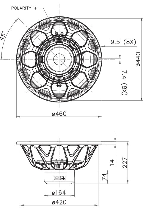 18-inch 8-Ohms 2000-Watt Rms Woofer R8877