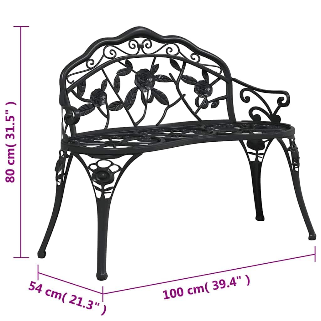 Cast Aluminum Black Patio Bench D316047