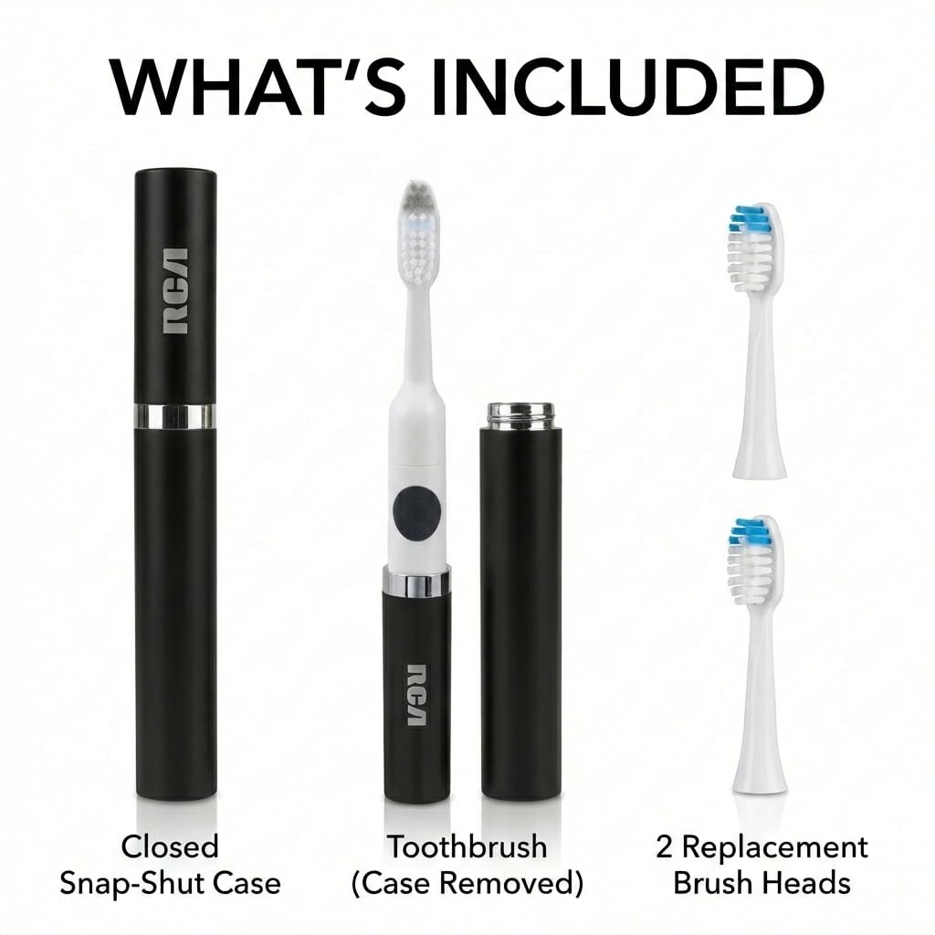 Black Battery Powered Electric Toothbrush with Extra Brush Head V950