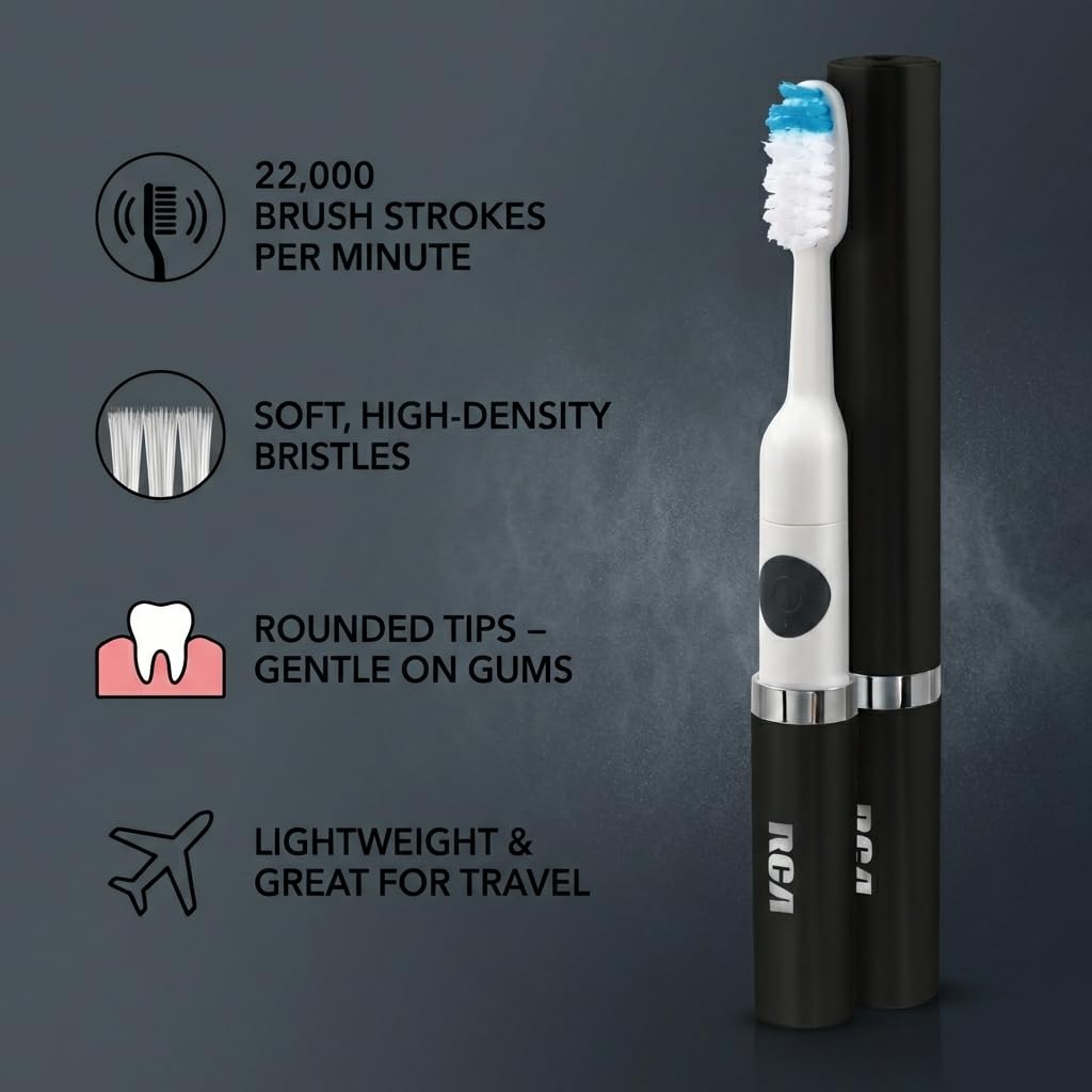 Black Battery Powered Electric Toothbrush with Extra Brush Head V950