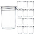 12 Pc 16 oz Wide Mouth Glass Mason Jars with Lids Z1807