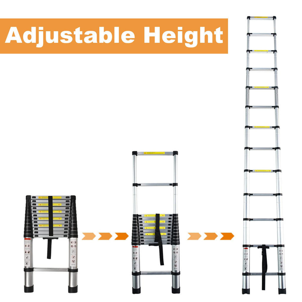 12.5 FT Telescoping Aluminum Ladder 300 LB Capacity I65596