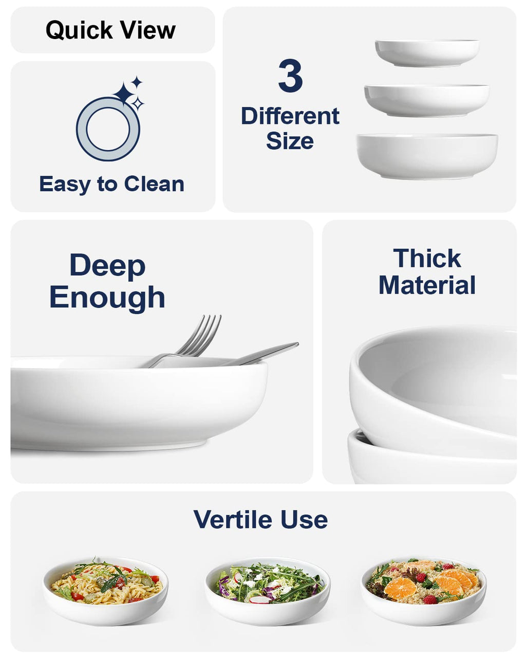 45 oz White Pasta Bowls Set of 4 Y6232