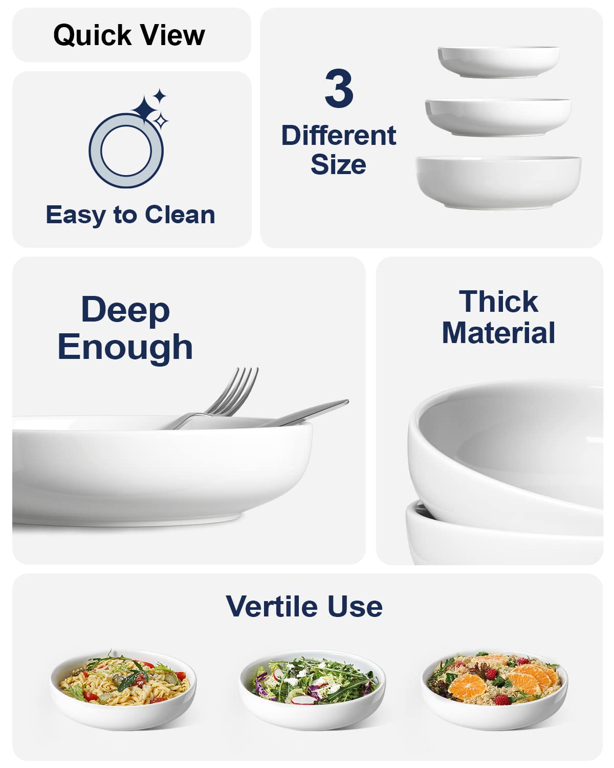 45 oz White Pasta Bowls Set of 4 Y6232