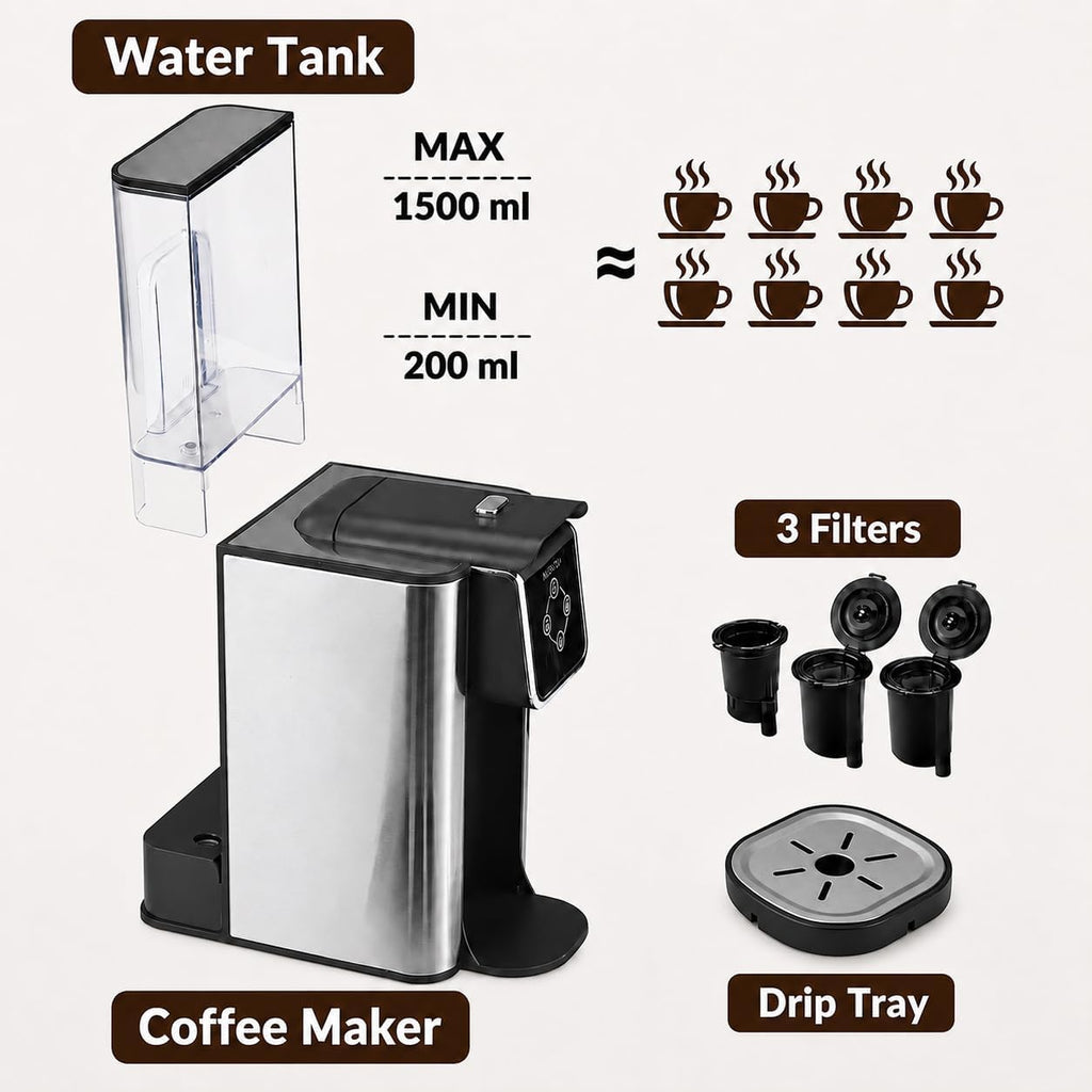 3 in 1 Single Serve Coffee Maker with 50 Oz Water Reservoir Z59072