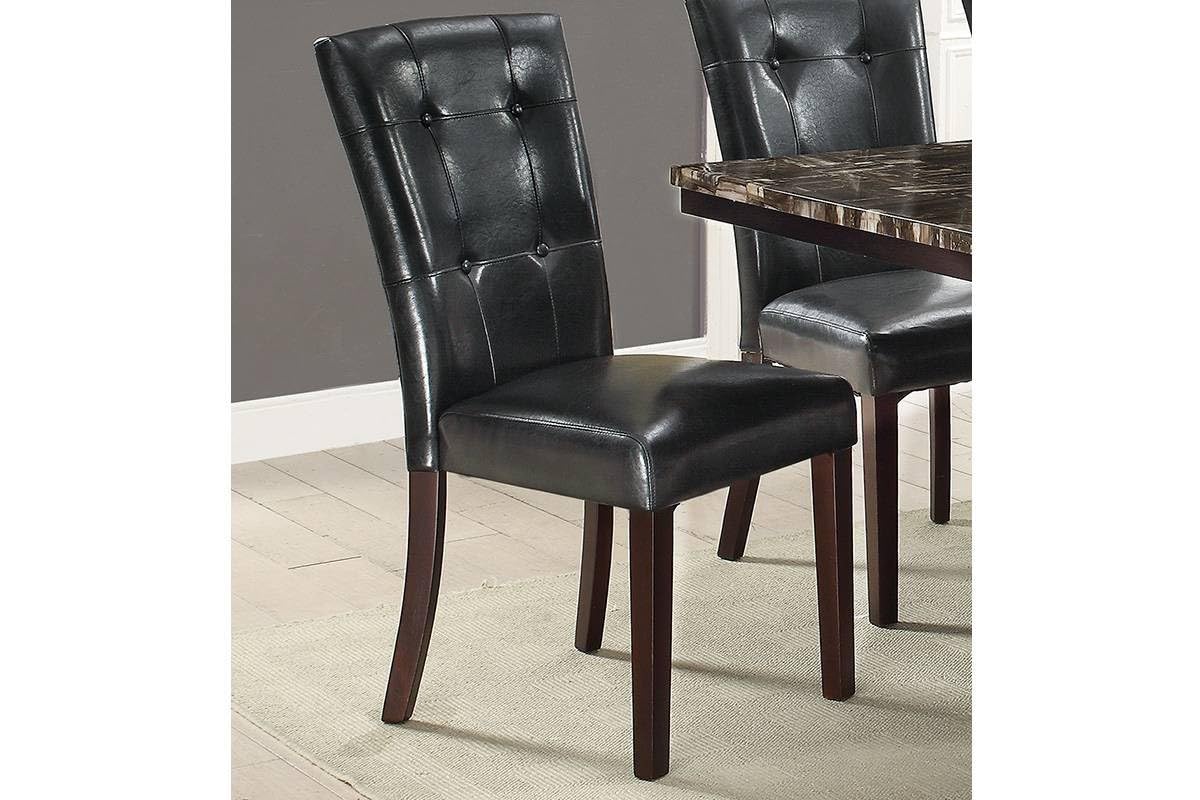 Black Faux Leather Tufted Dining Chairs Set of 2 I50465