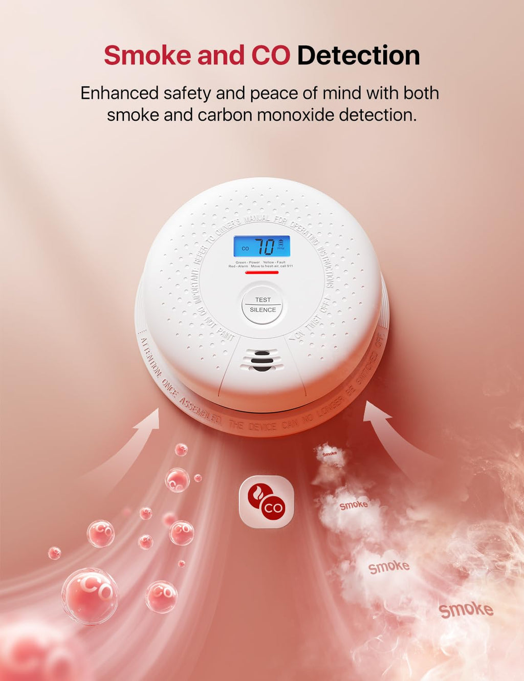 Wireless Interconnected Combination Smoke & CO Alarm 3-Pack U754511