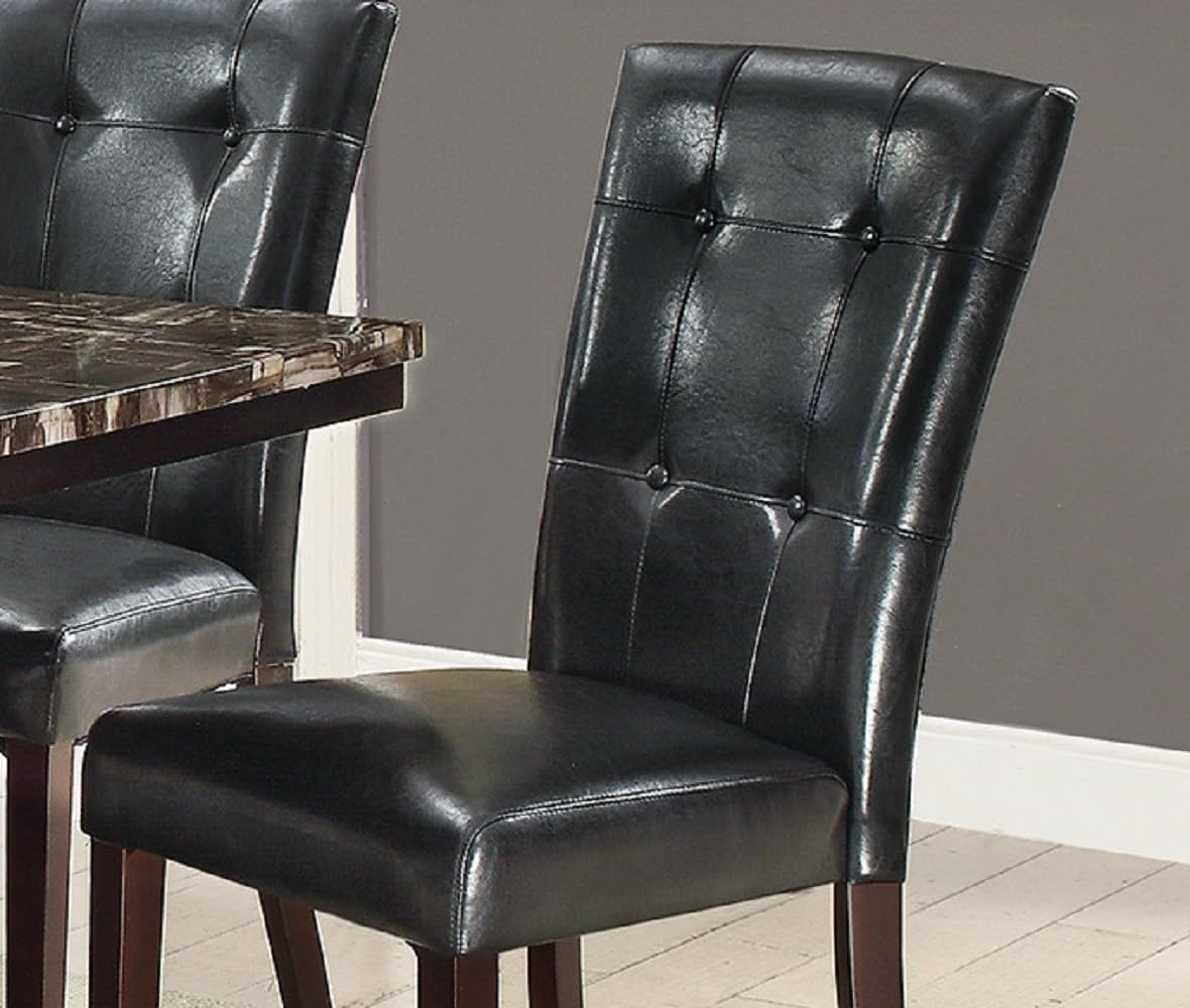 Black Faux Leather Tufted Dining Chairs Set of 2 I50465