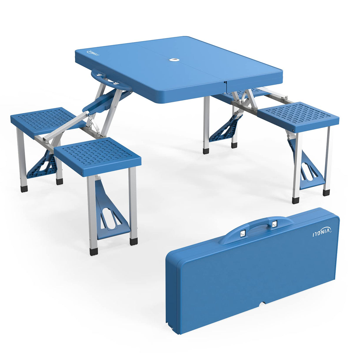 4 Ft Folding Picnic Table Set with 4 Seats Z842838