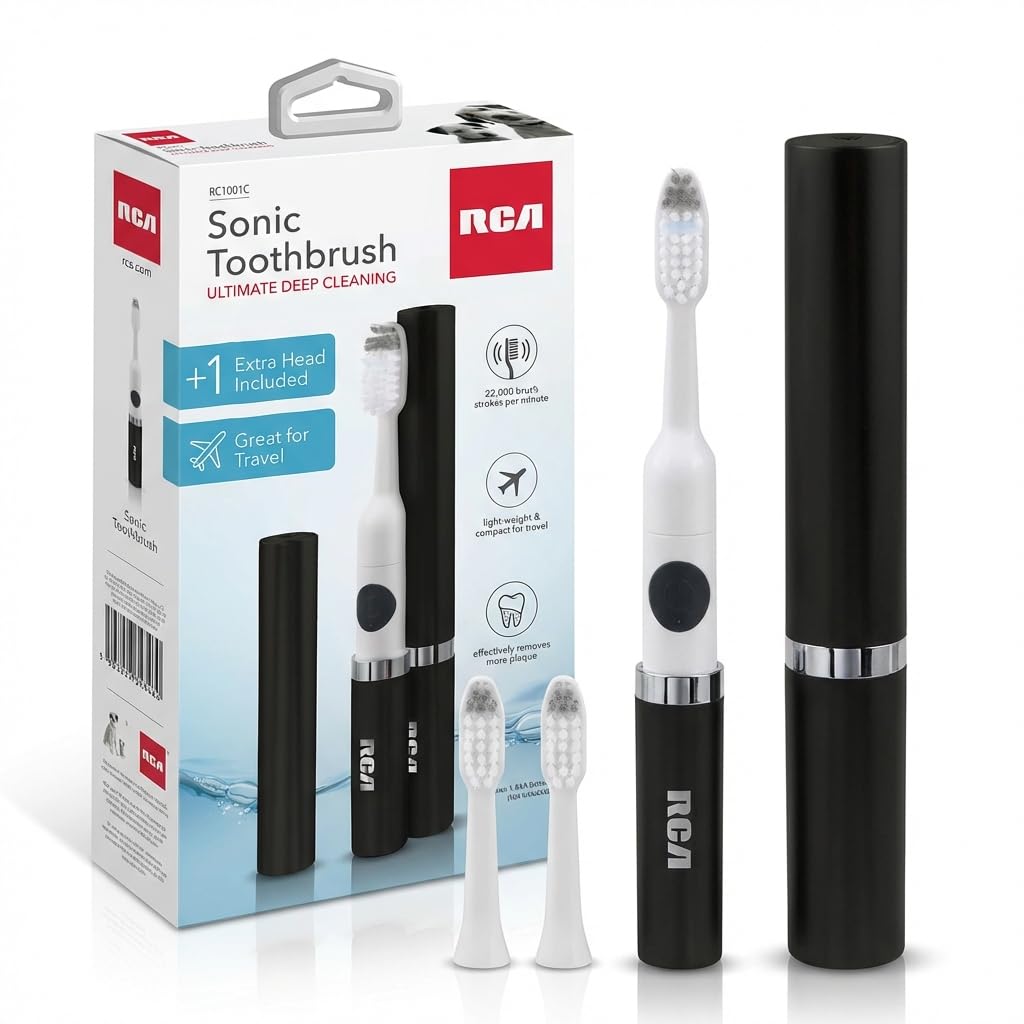 Black Battery Powered Electric Toothbrush with Extra Brush Head V950