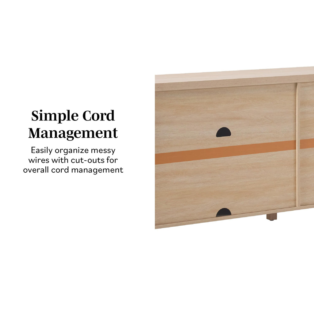 70 Inch Coastal Oak Sideboard Buffet J83462
