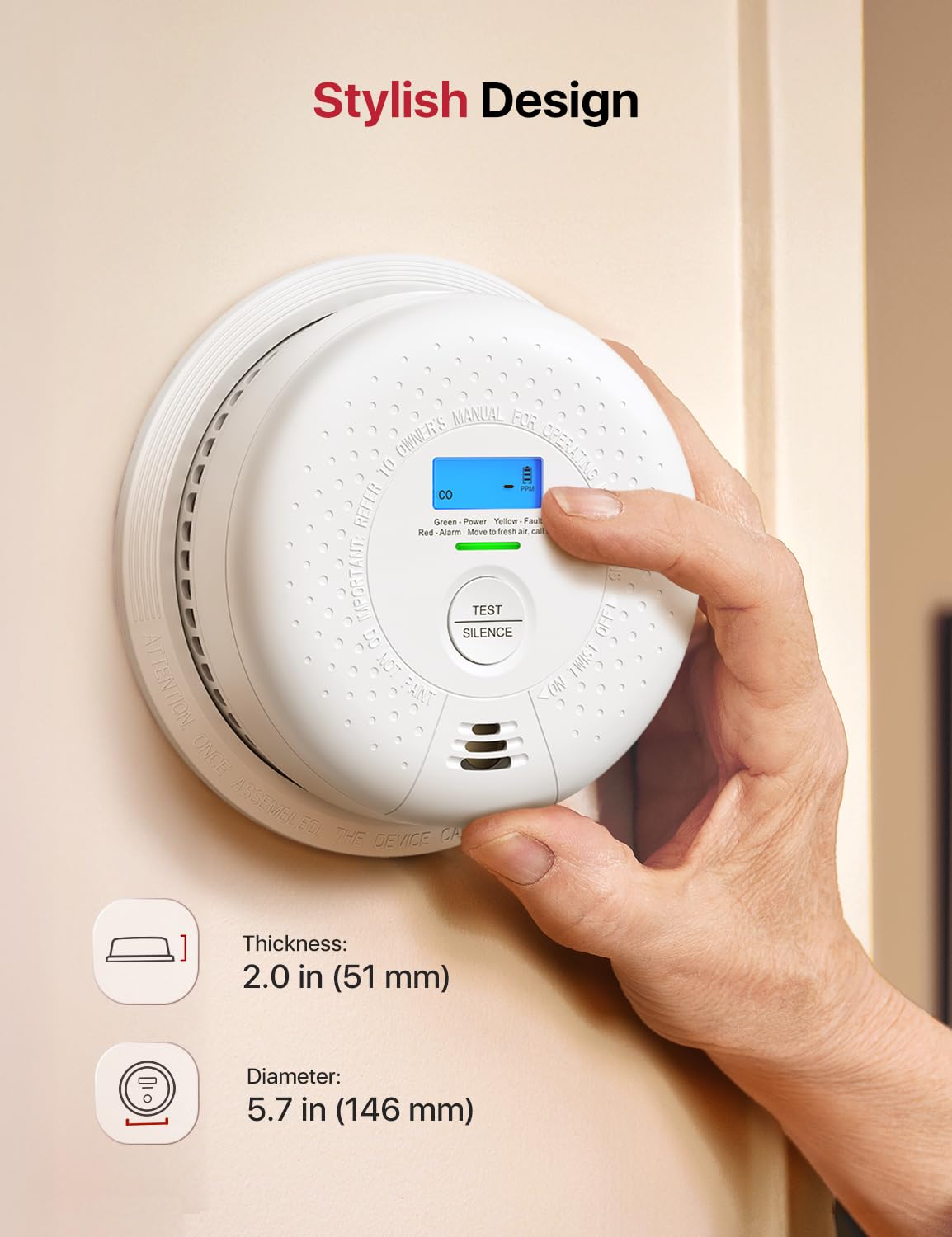 Wireless Interconnected Combination Smoke & CO Alarm 3-Pack U754511