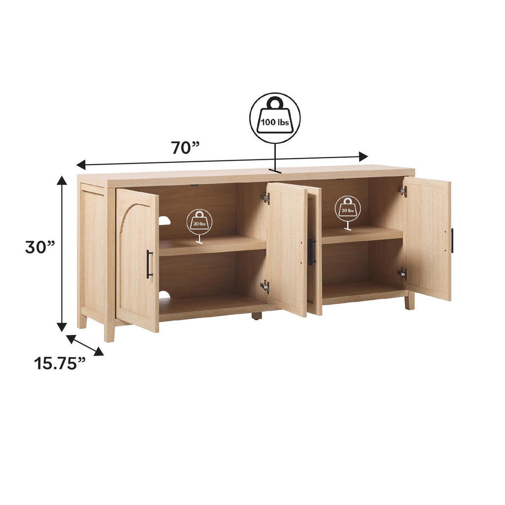 70 Inch Coastal Oak Sideboard Buffet J83462