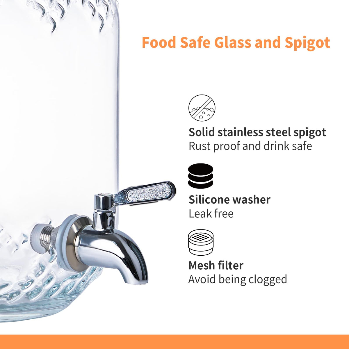 1 Gallon Glass Beverage Dispenser with Stand and Fruit Infuser Z99850