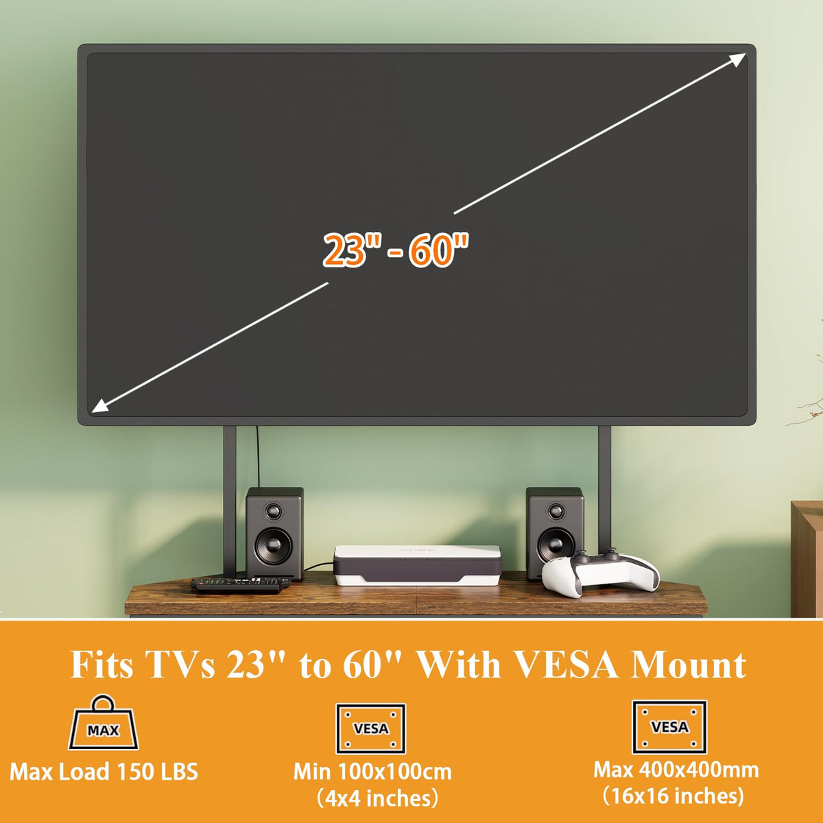 23" to 60" Corner TV Stand with Mount and Storage Shelves U616635