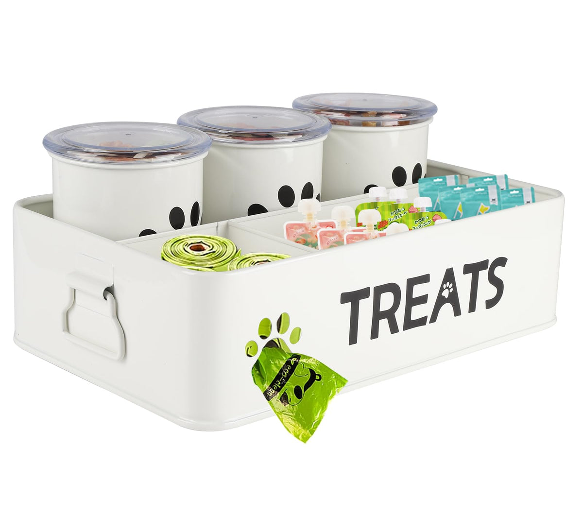 28oz Metal Dog Treat Container Set of 3 White P759122