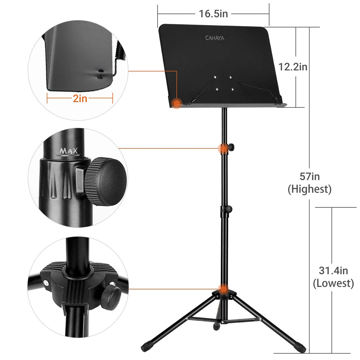 Adjustable Black Sheet Music Stand D4630
