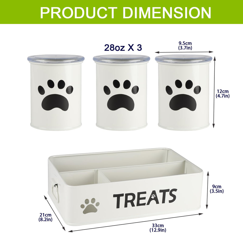 28oz Metal Dog Treat Container Set of 3 White P759122