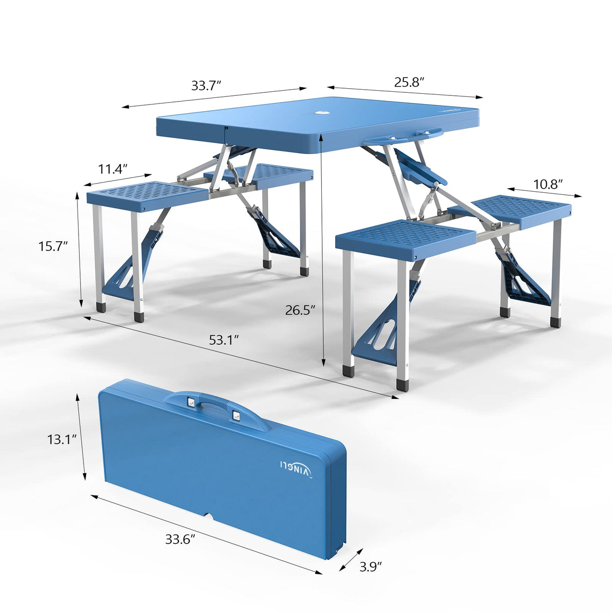 4 Ft Folding Picnic Table Set with 4 Seats Z842838