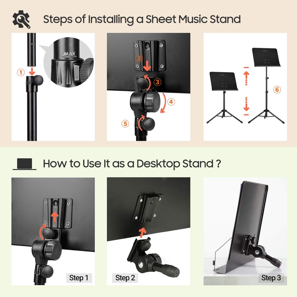Adjustable Black Sheet Music Stand D4630