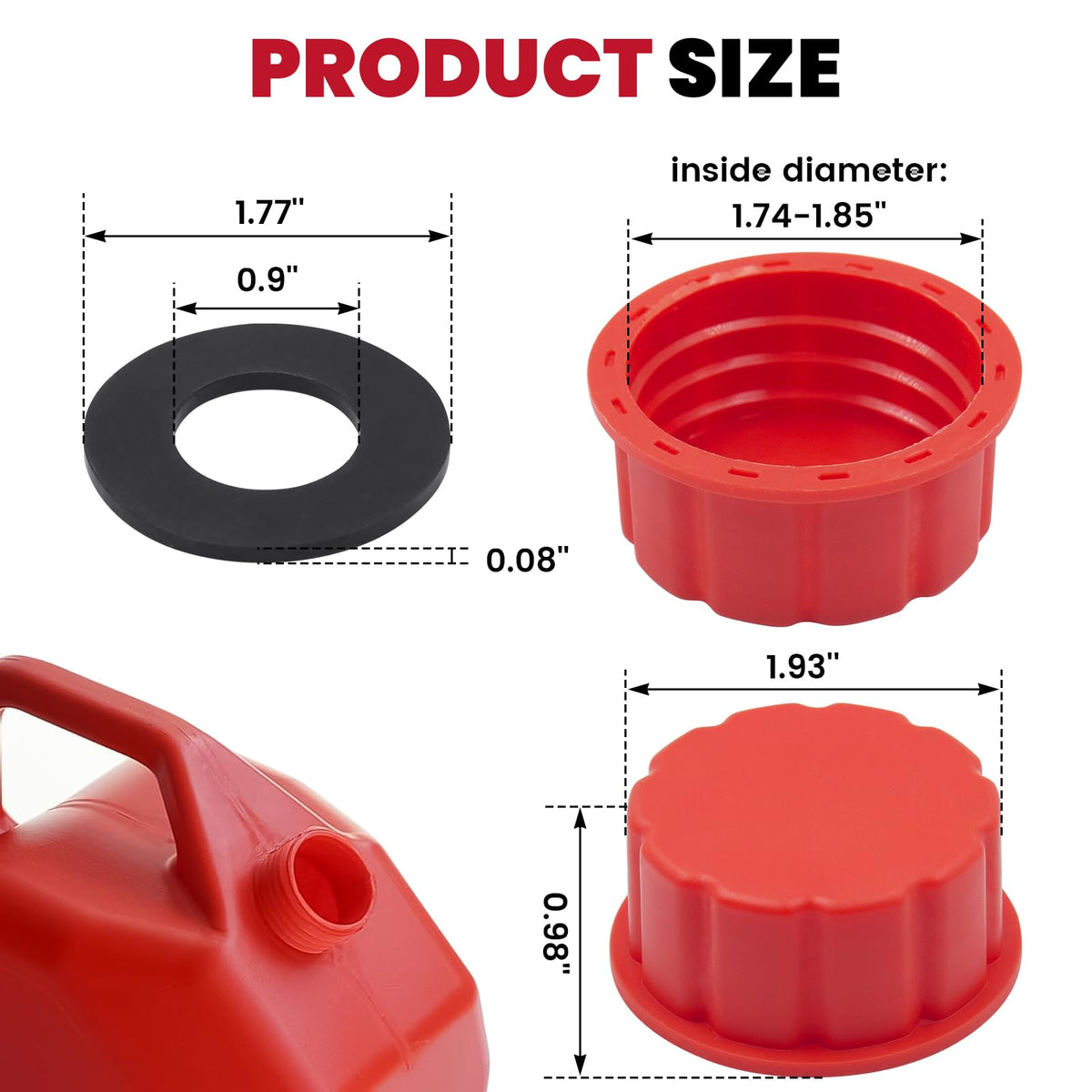 4 Pack 5 Gallon Gas Can Replacement Caps M3485