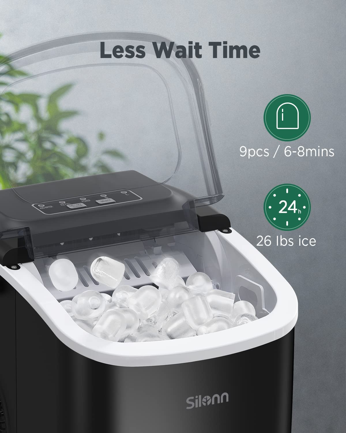 Black Countertop Ice Maker V9149