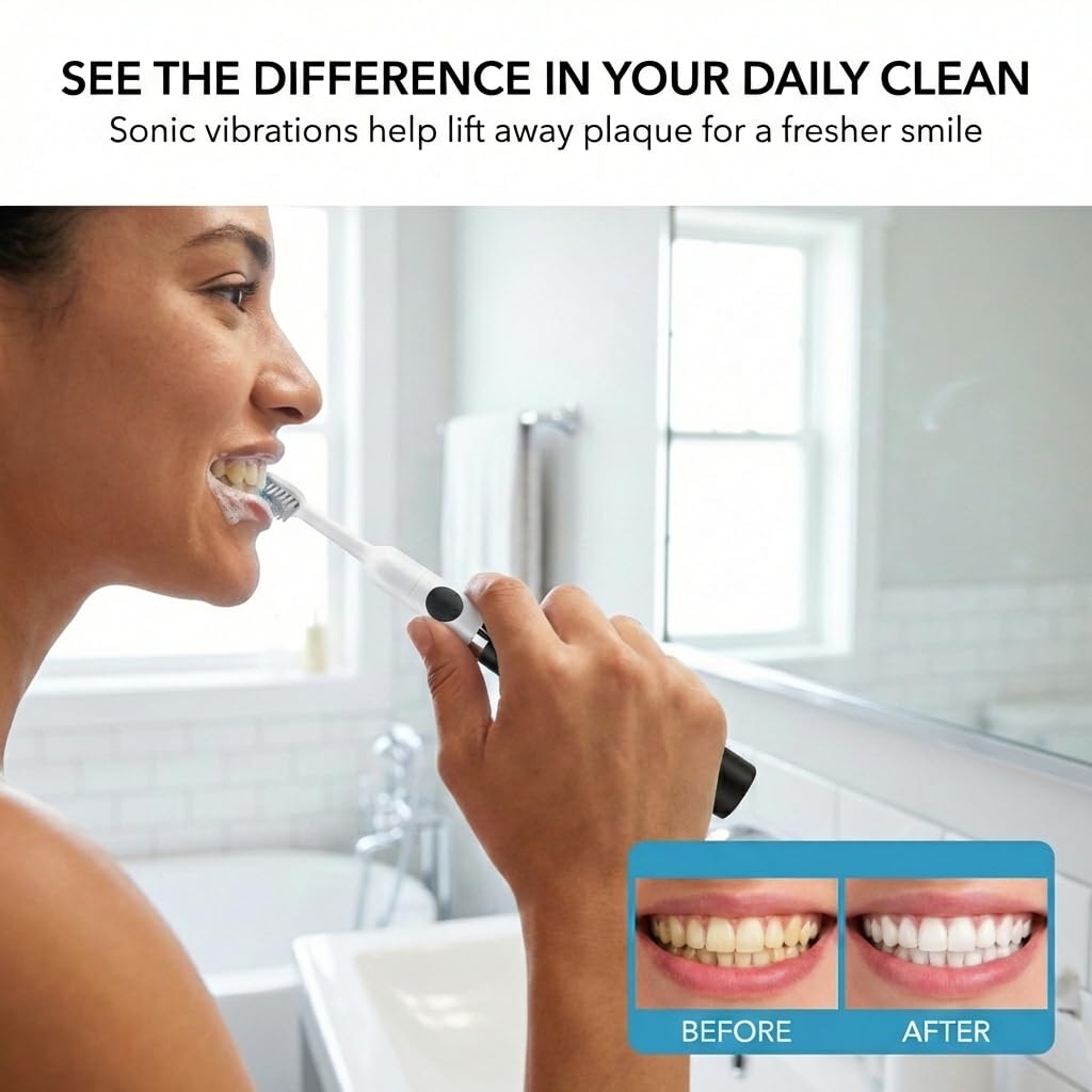 Black Battery Powered Electric Toothbrush with Extra Brush Head V950