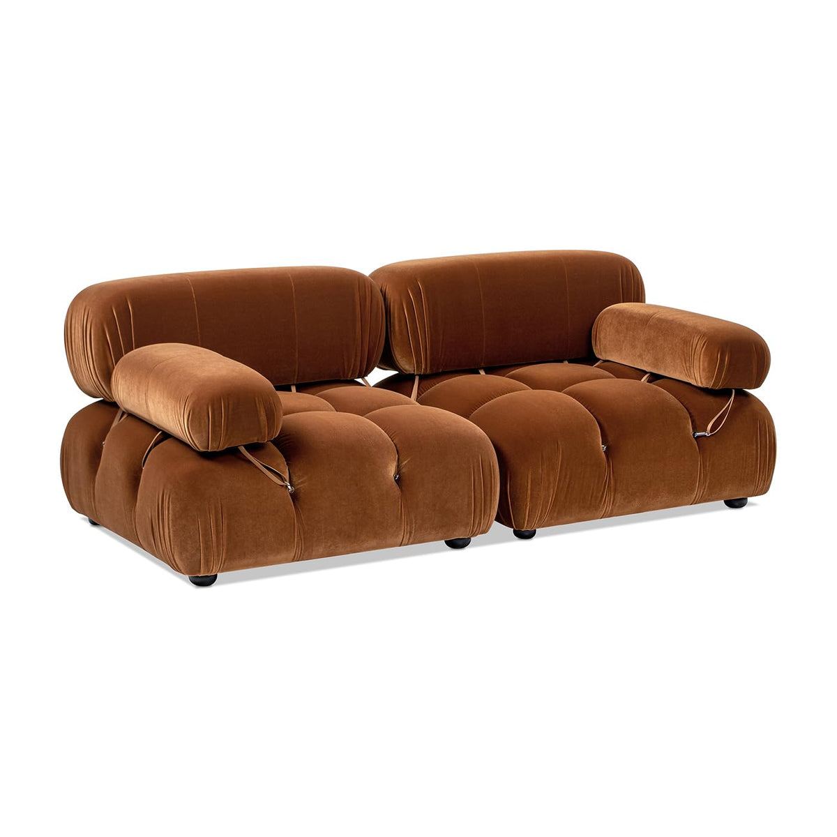 Burnt Orange Performance Velvet 2-Piece Loveseat Sofa L733