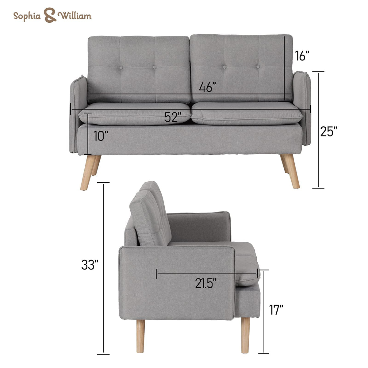 52" Light Gray Loveseat Sofa J67846