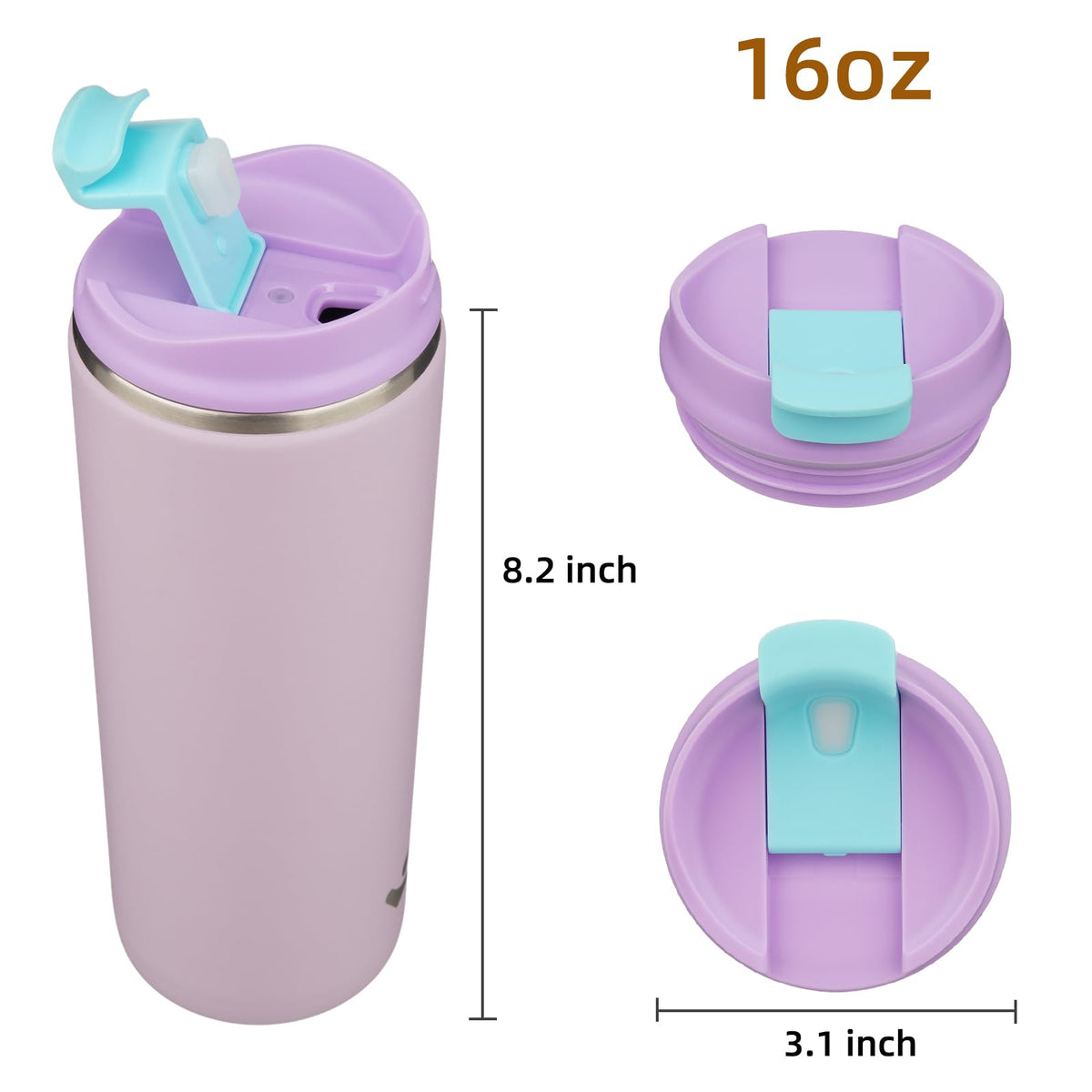 16oz Insulated Stainless Travel Coffee Mug with Lid Q19814