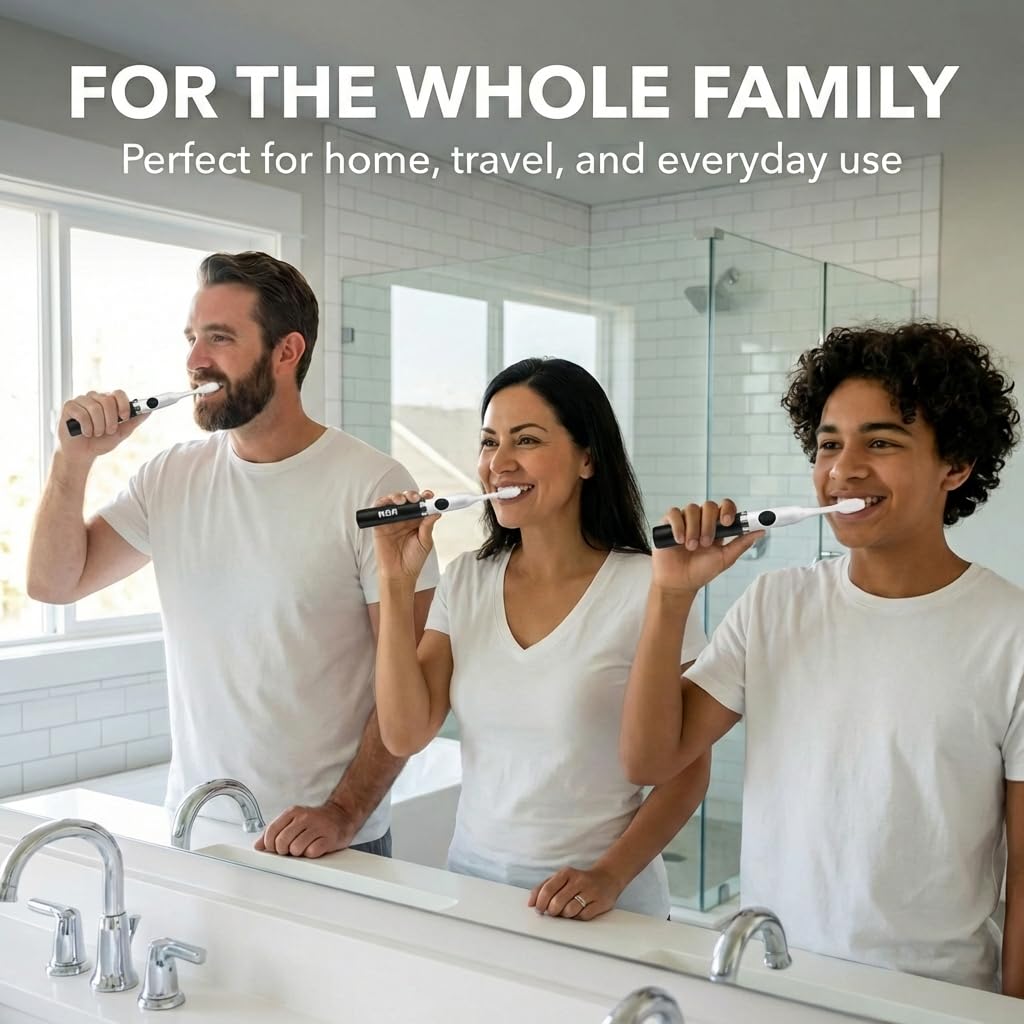 Black Battery Powered Electric Toothbrush with Extra Brush Head V950