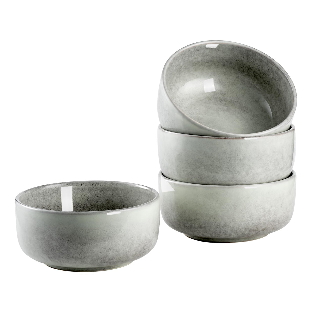 Ceramic Bowl Set of 4, 26 OZ Porcelain Bowls, Reactive Glaze, Microwave & Dishwasher Safe, Grey V10322