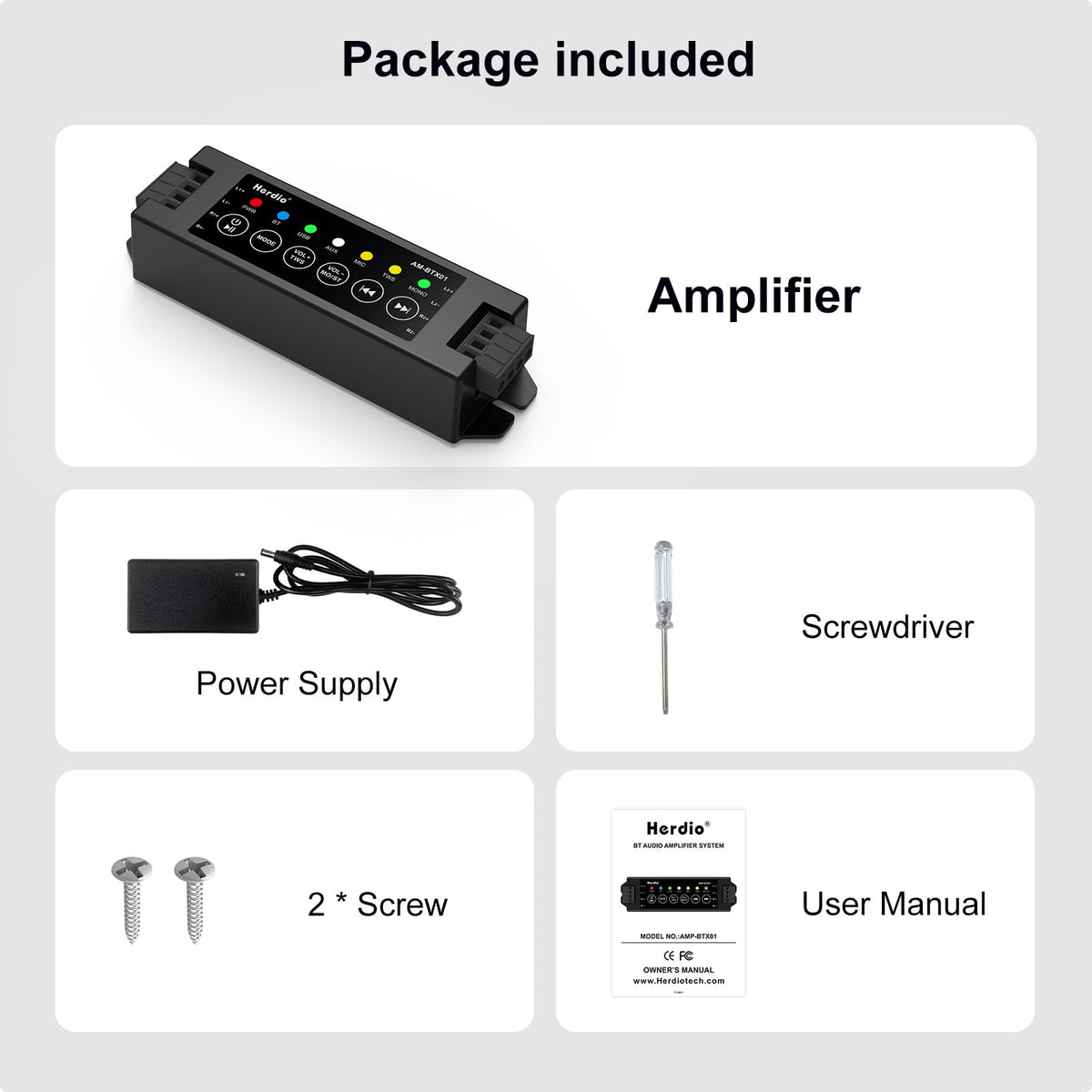 4-Channel Bluetooth Amplifier 200W with Power Supply H854