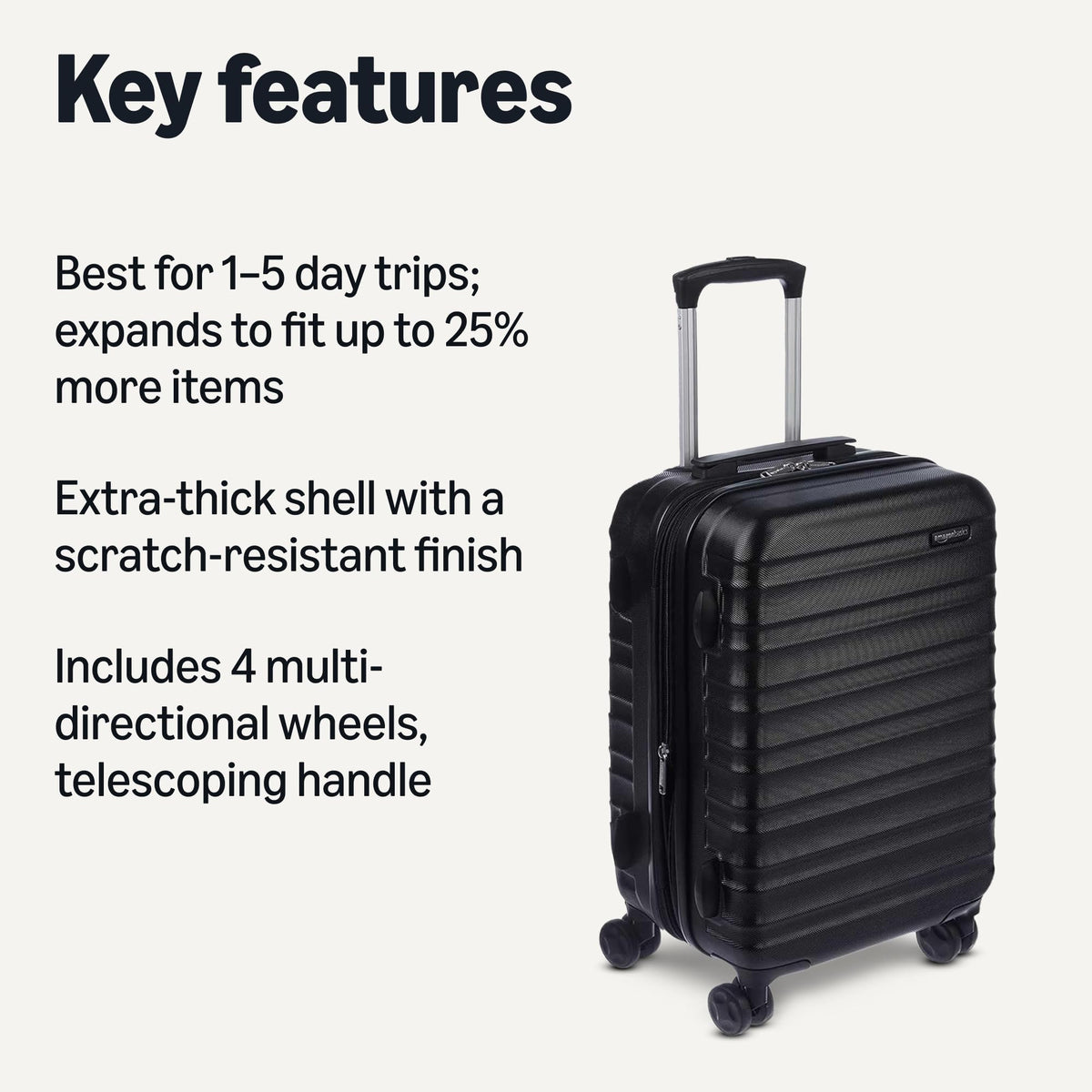 21" Black Hardside Carry-On Luggage with Spinner Wheels I453356
