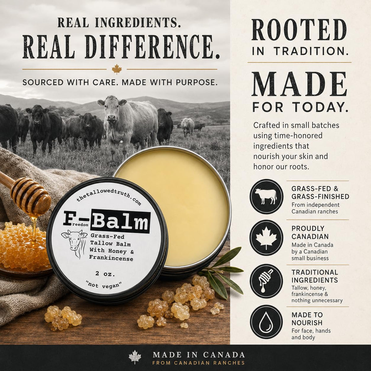 Beef Tallow and Honey Balm, 2 oz W70284