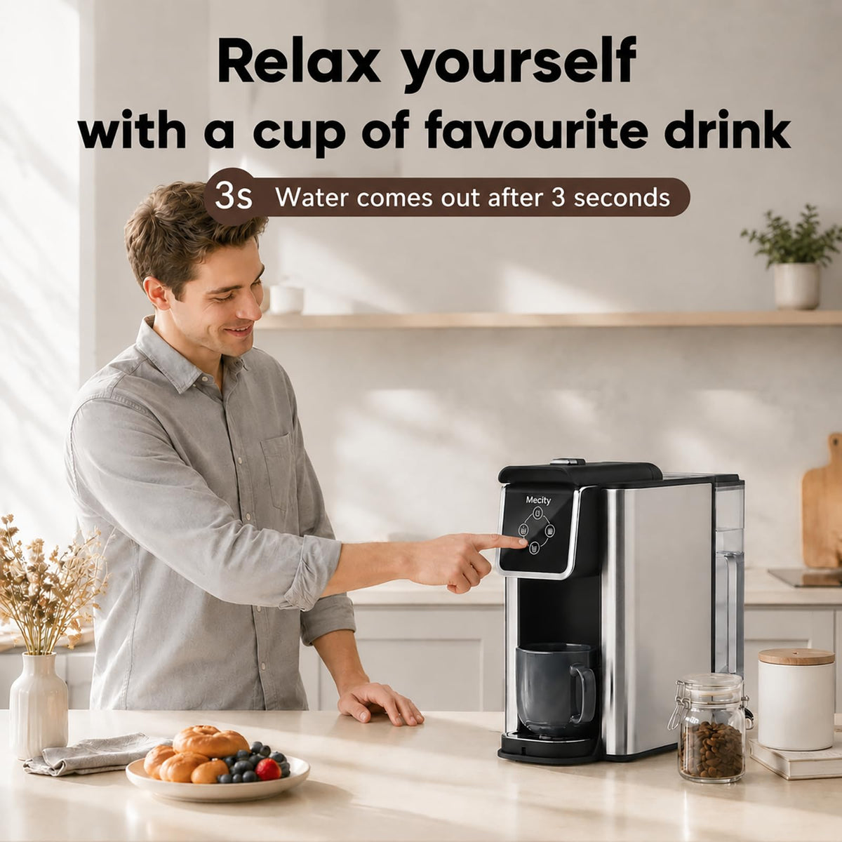 3 in 1 Single Serve Coffee Maker with 50 Oz Water Reservoir Z59072