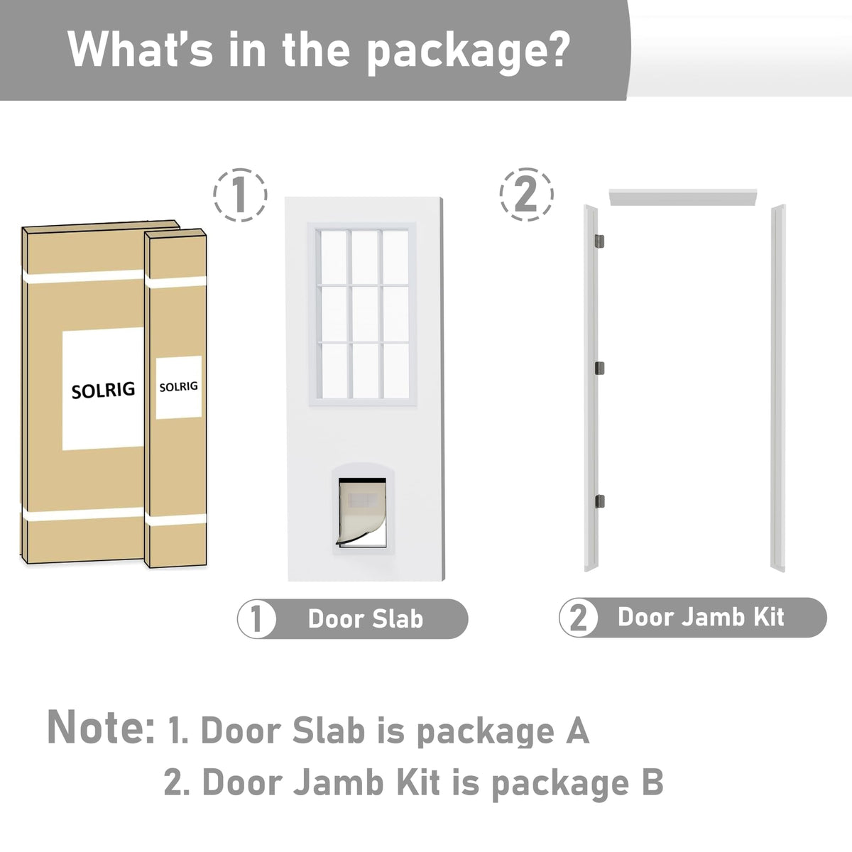 36" x 80" Front Door Slab with Prehung Door Jamb C2944