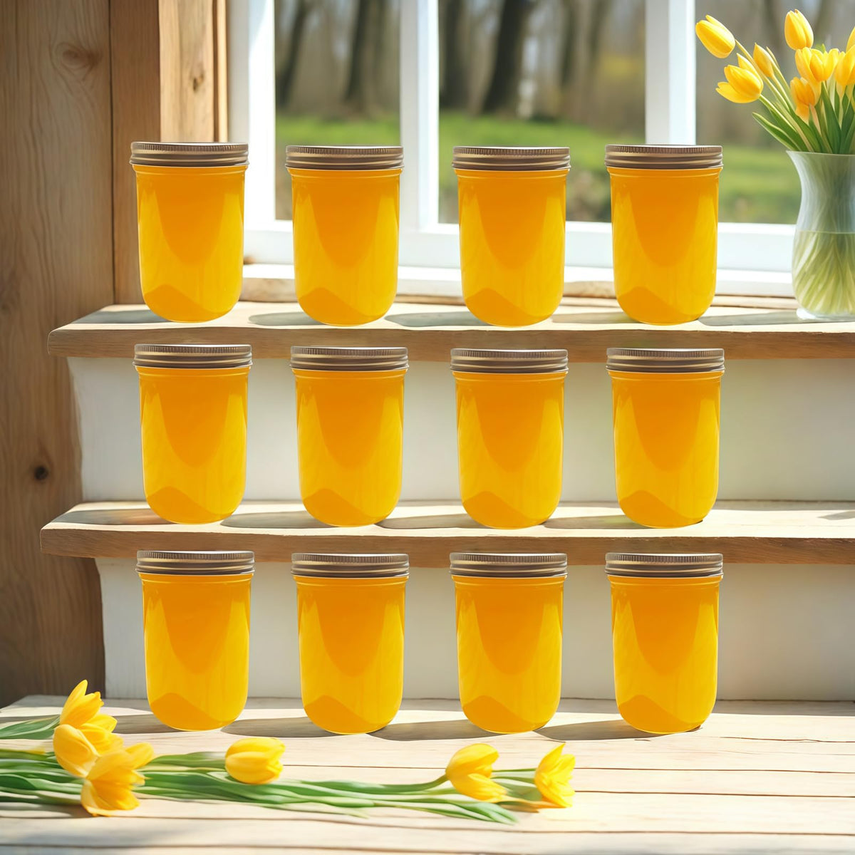 12 Pc 16 oz Wide Mouth Glass Mason Jars with Lids Z1807