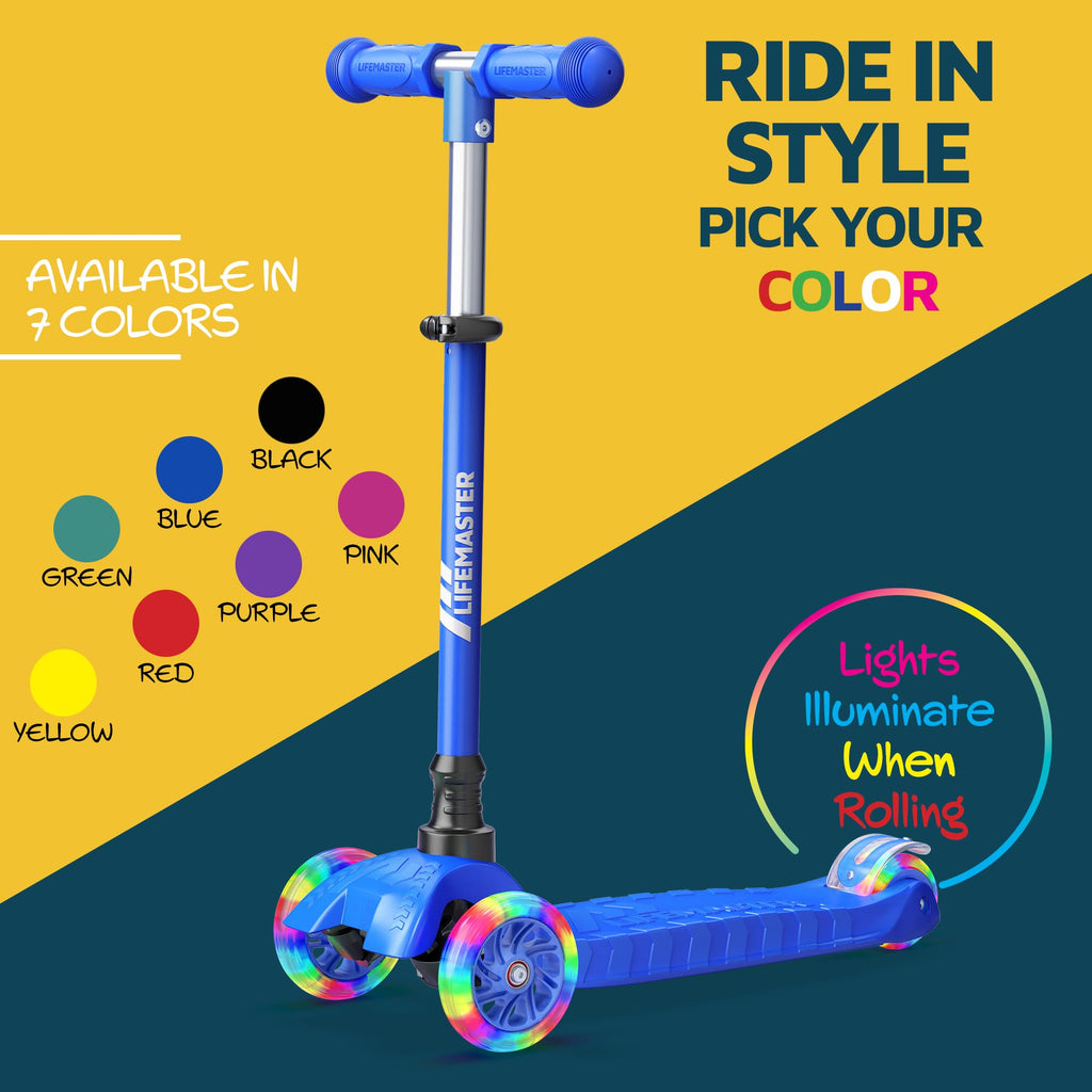 3-Wheel Kids Scooter with Wheel Lights, Adjustable Handlebar C92768