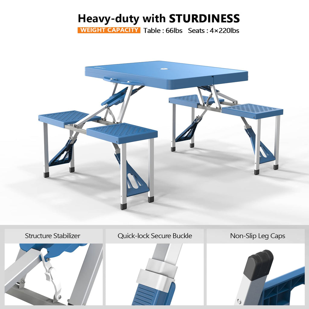 4 Ft Folding Picnic Table Set with 4 Seats Z842838