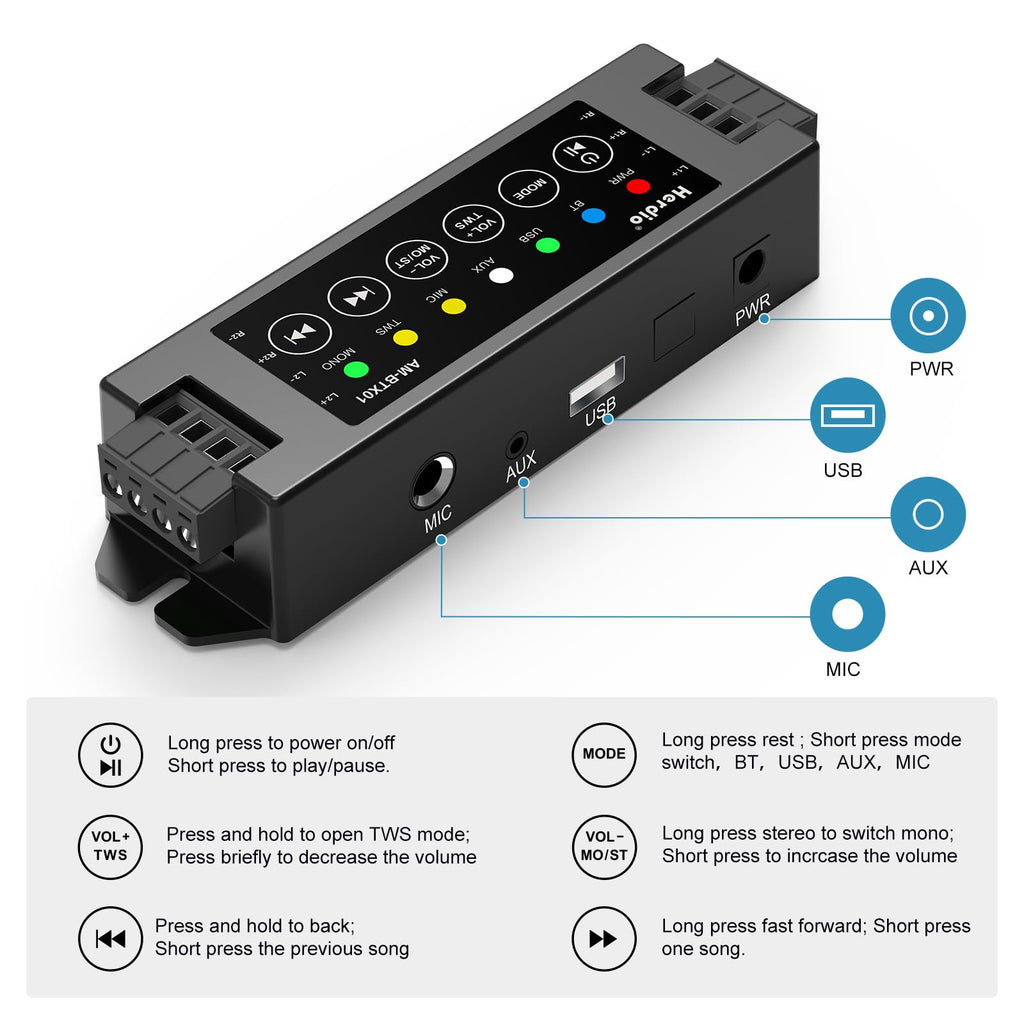 4-Channel Bluetooth Amplifier 200W with Power Supply H854