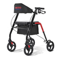 Foldable Lightweight Rolling Walker with Seat, 8" Wheels, 300 lb. Capacity, Red I3145