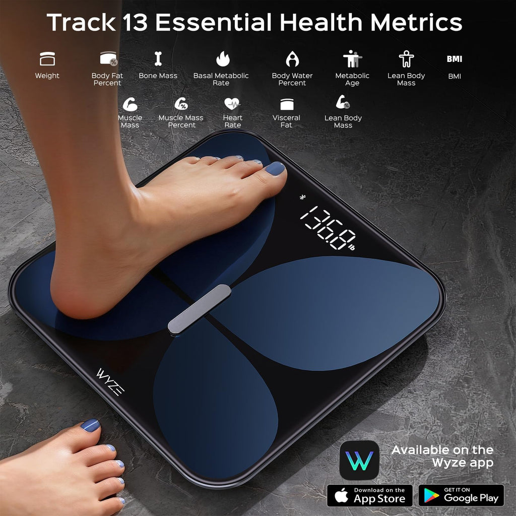 Smart Bathroom Scale, Bluetooth, 400 lbs, Black E79319