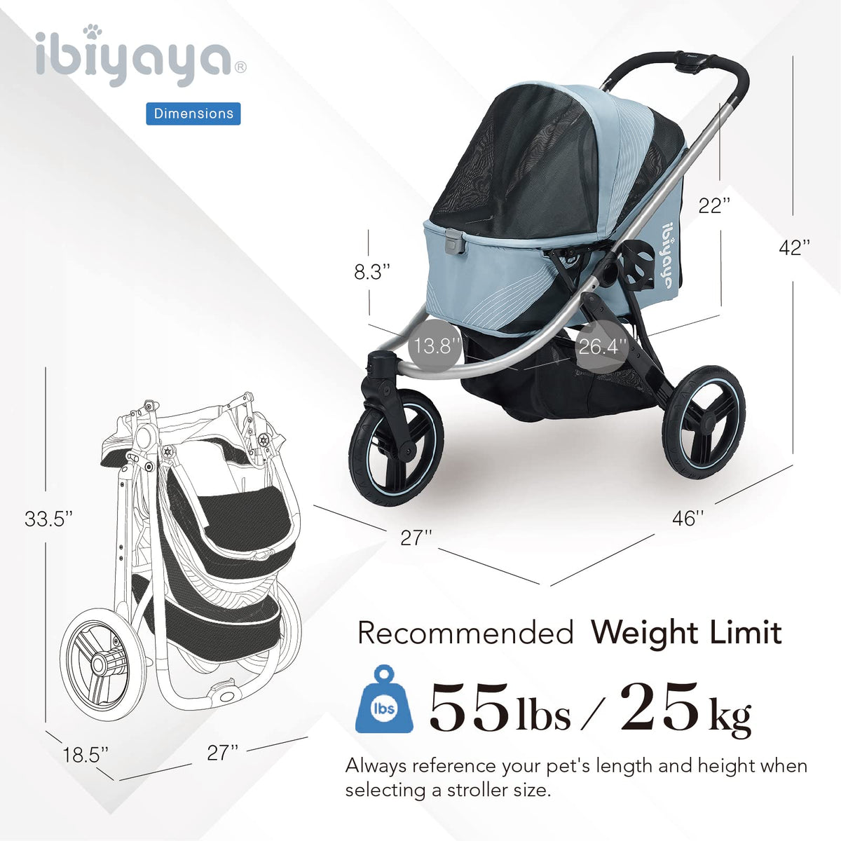 3-Wheel Pet Jogging Stroller M196982