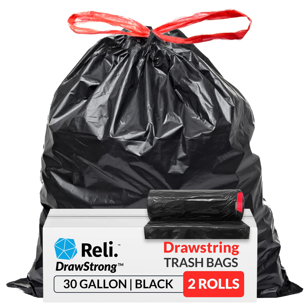 30 Gallon Black Drawstring Trash Bags 150 Count I766