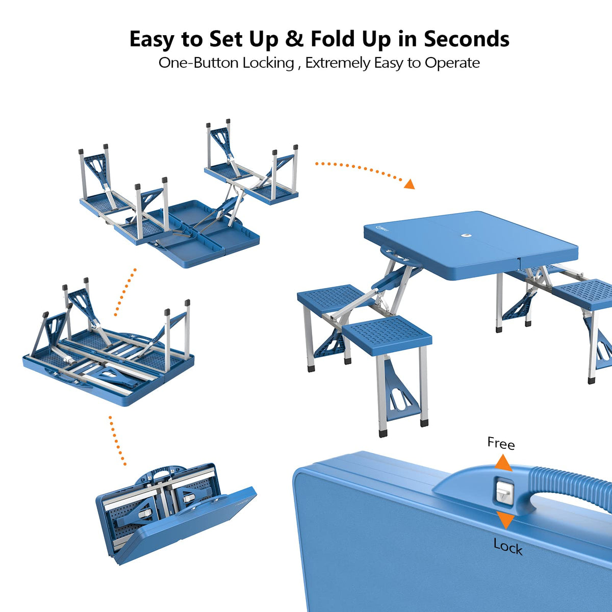 4 Ft Folding Picnic Table Set with 4 Seats Z842838