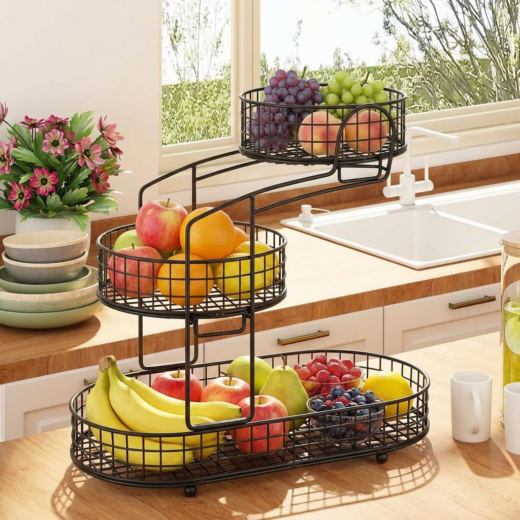 3-Tier Metal Wire Fruit Basket Y858067