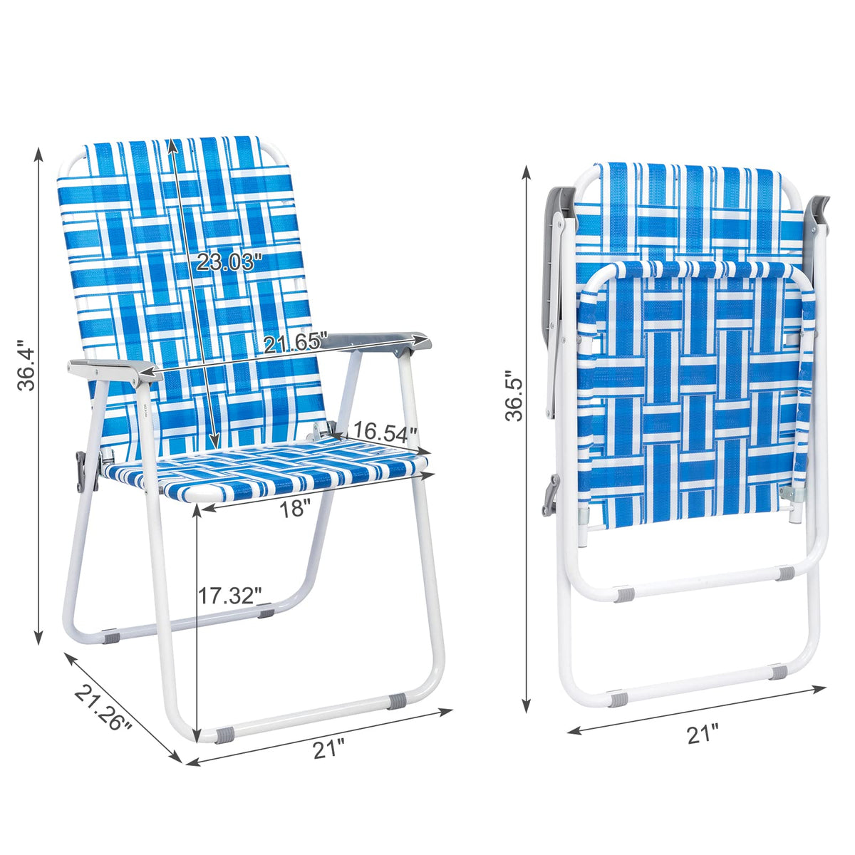 Blue Webbed Folding Lawn Chairs Set of 2 J967414
