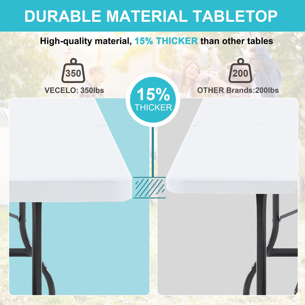 6Ft White Folding Picnic Table H5962